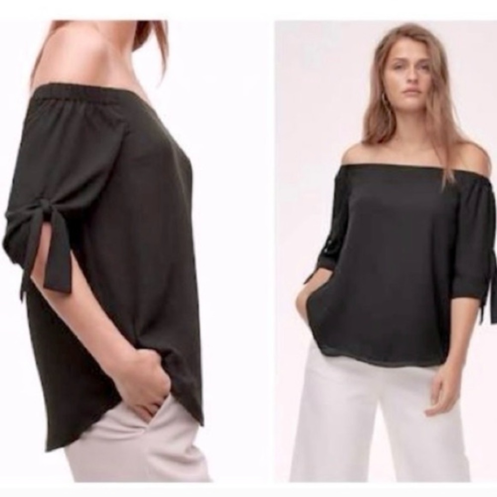 BCBGMaxAzria Black Off-the-Shoulder 3/4 Sleeve Blouse – New with Tag